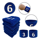 Embroidered Number Wristband – Blue Cotton Sports Sweatband