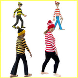 Kids Black & Yellow Striped Costume Set: Long-Sleeve Tee & Pom-Pom Beanie