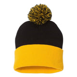 Kids Black & Yellow Striped Costume Set: Long-Sleeve Tee & Pom-Pom Beanie
