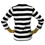 Girls' Black and White Striped Costume Shirt: Soft Cotton Cosplay