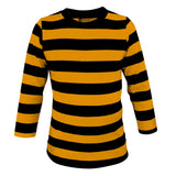 Kids Black & Yellow Striped Costume Set: Long-Sleeve Tee & Pom-Pom Beanie