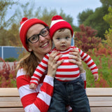 Baby Halloween Costume, Cosplay Outfit, Dress-Up Bodysuit-Red White Striped Onesie Romper