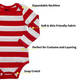 Baby Halloween Costume, Cosplay Outfit, Dress-Up Bodysuit-Red White Striped Onesie Romper