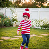 Kids Red White Striped Shirt | Waldo Wally Halloween Costume | Unisex Toddler & Youth Outfit