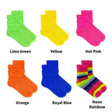 Retro Neon Wristband & Scrunch Socks – 80s Aerobics Workout Costume Accessories
