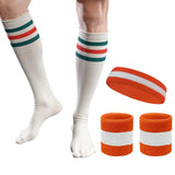 Whole set - striped tube socks with matching headband and wristbands