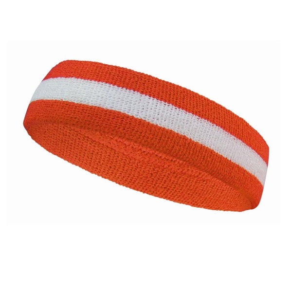 One headband only - orange athletic headband with white stripe