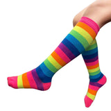 Kids Rainbow Striped Knee-High Socks – Halloween Costume Accessory