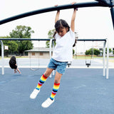 Kids Rainbow Striped Knee-High Socks – Halloween Costume Accessory