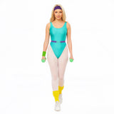 Retro Neon Wristband & Scrunch Socks – 80s Aerobics Workout Costume Accessories
