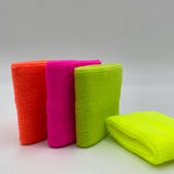 Retro Neon Wristband & Scrunch Socks – 80s Aerobics Workout Costume Accessories