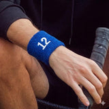 Embroidered Number Wristband – Blue Cotton Sports Sweatband