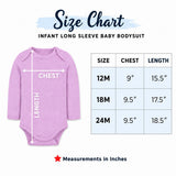 Size chart for 12M, 18M and 24M bodysuits