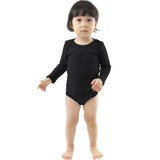 Plain black long-sleeve baby bodysuit