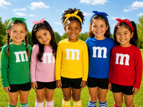 Kids Chocolate Candy Costume Shirt, Colorful Halloween Outfit, Long Sleeve Toddler Shirt, Friends Sibling Family Costume