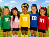 Kids Chocolate Candy Costume Shirt, Colorful Halloween Outfit, Long Sleeve Toddler Shirt, Friends Sibling Family Costume