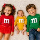 Kids Chocolate Candy Costume Shirt, Colorful Halloween Outfit, Long Sleeve Toddler Shirt, Friends Sibling Family Costume