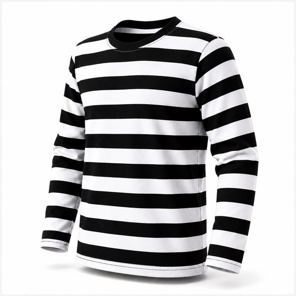 Long sleeve black and white striped shirt only