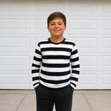 Long sleeve striped shirt flat lay