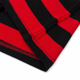 Red and black striped fabric texture detail