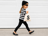 Kids thief costume set main image - striped shirt and black beanie
