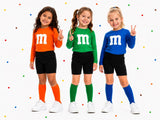 5T Kids Candy Costume Shirt, Colorful Halloween Outfit, Matching Sibling or Friends Costume, Long Sleeve Character Top
