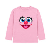 Light pink long-sleeve tee with fairy-monster face graphic
