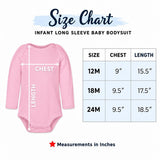 Baby bodysuit size chart for 12M, 18M and 24M