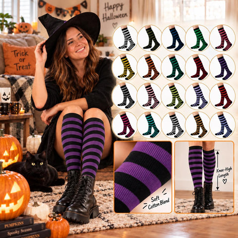 Women's striped knee-high costume socks