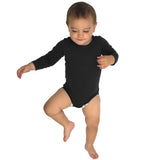 Black long sleeve baby bodysuit front