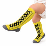 Yellow lace-up print socks