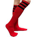 Red / Black striped knee-high socks