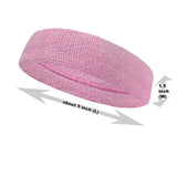Pink terry cloth headband with measurements
