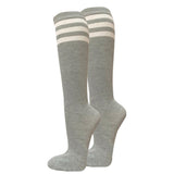 Light Gray / White striped knee-high socks