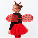 Girls Ladybug Costume Set, 4-Piece Halloween Dress-Up Outfit with Wings, Tutu & Headband - photo 7