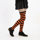Over-the-Knee Striped Socks for Women – Halloween Thigh-High Stockings, 12 Color Combos