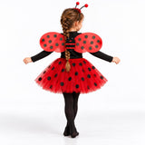 Girls Ladybug Costume Set, 4-Piece Halloween Dress-Up Outfit with Wings, Tutu & Headband - photo 2