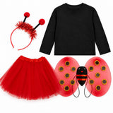 Girls Ladybug Costume Set, 4-Piece Halloween Dress-Up Outfit with Wings, Tutu & Headband - photo 9