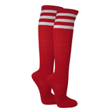 Red / White striped knee-high socks