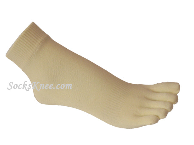 Ivory Ankle High Five Finger Toes Toe Socks