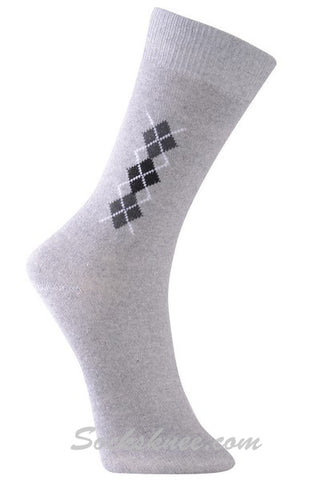 Light Gray Charcoal Black Mens Mini Diamond Mid Calf Dress socks