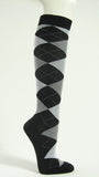 Light grey and grey black argyle knee socks