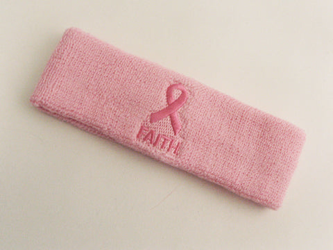 Light Pink Terry Head Band W Ribbon Symbol Faith Word