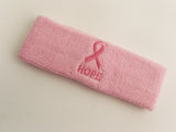 Light Pink Terry Head Band with Ribbon Symbol Hope Word