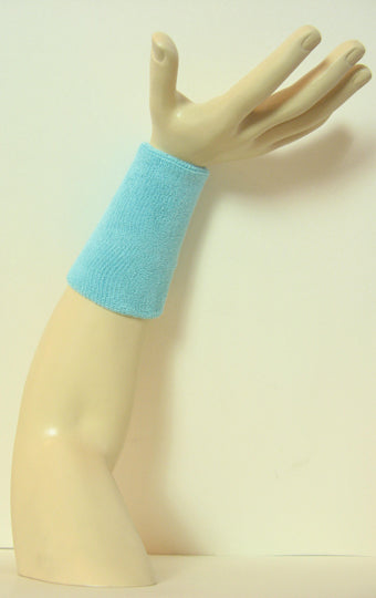 Light sky blue 6 inch long wristband sweatband