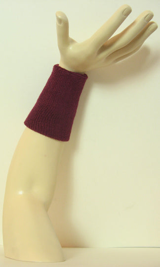 maroon 6 inch long wristband sweatband