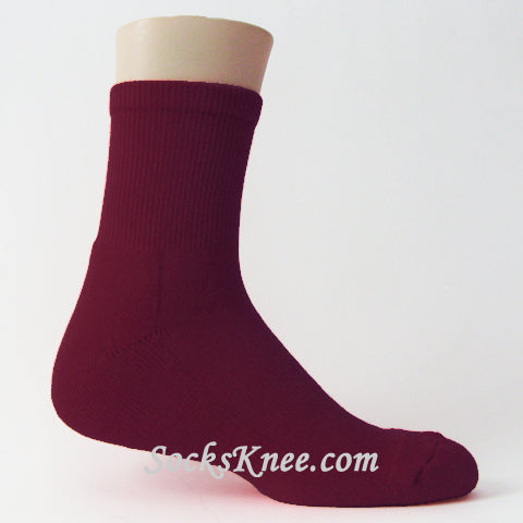 Maroon Premium Quality Quarter/Crew High Basketball/Sports Socks