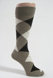 Beige brown cream Mens argyle socks mid calf