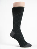Black charcoal grey Mens argyle socks mid calf