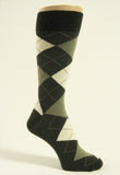 Dark green cream moss green Mens argyle socks mid calf
